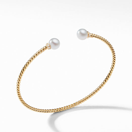 Solari Pearl Bracelet in 18K Yellow Gold with Diamonds - David Yurman- Diamond Cellar