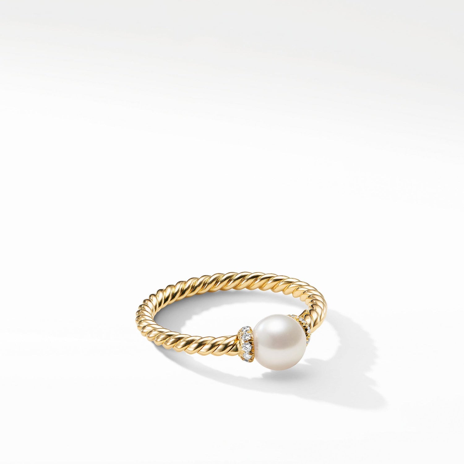 Solari Station Ring in 18K Yellow Gold with Cultured Pearl and Diamonds - David Yurman- Diamond Cellar