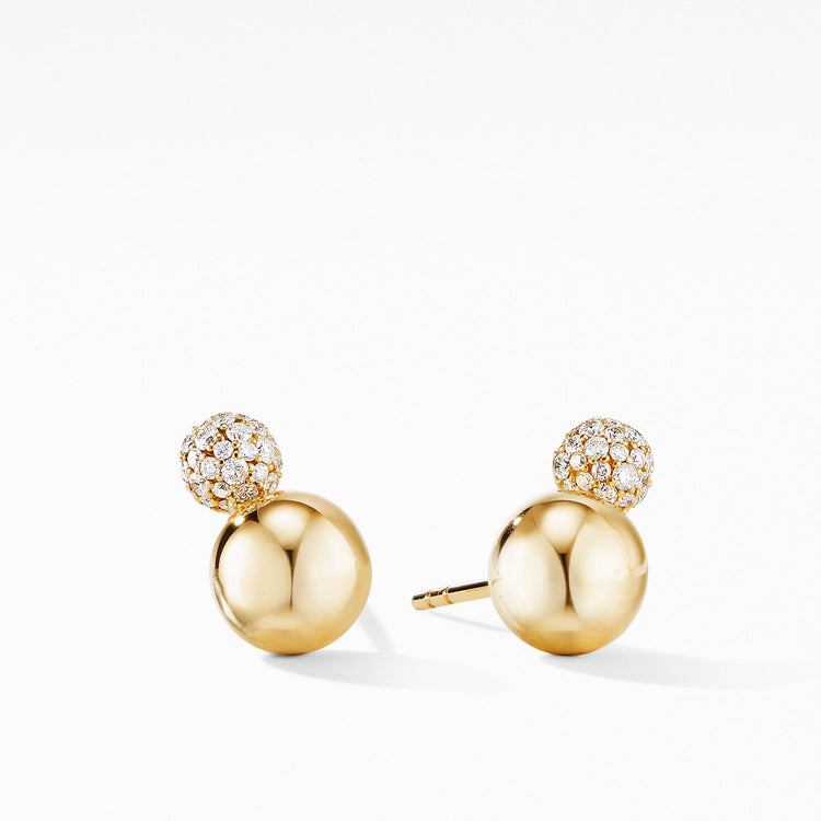 Solari Stud Earrings in 18K Yellow Gold with Diamonds - David Yurman- Diamond Cellar