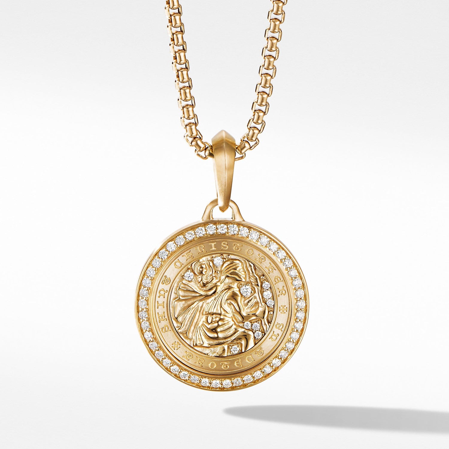 St. Christopher Amulet in 18K Yellow Gold with Pave Diamonds - David Yurman- Diamond Cellar