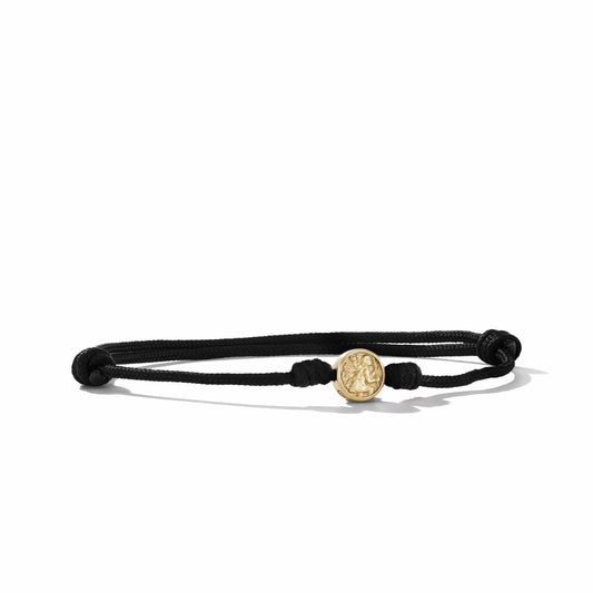 St. Christopher Black Cord Bracelet with 18K Yellow Gold - David Yurman- Diamond Cellar