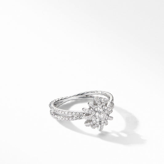 Starbust Ring in 18K White Gold with Pave Diamonds - David Yurman- Diamond Cellar
