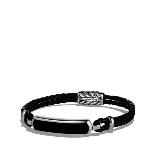 Station Black Leather Bracelet with Black Onyx - David Yurman- Diamond Cellar