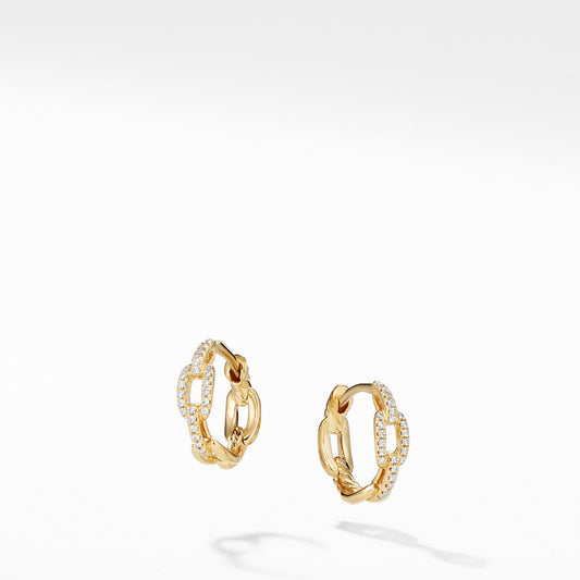 Stax Chain Link Huggie Hoop Earrings with Diamonds in 18K Gold - David Yurman- Diamond Cellar