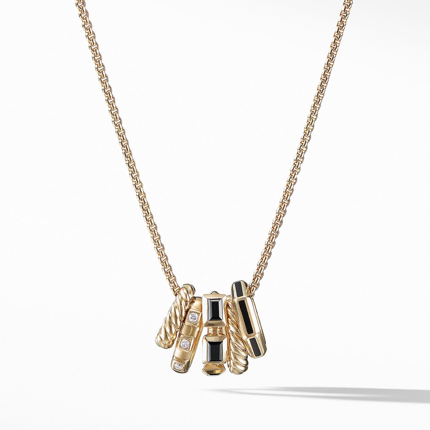 Stax Color Pendant Necklace with Black Spinel, Black Enamel and Diamonds in 18K Gold - David Yurman- Diamond Cellar