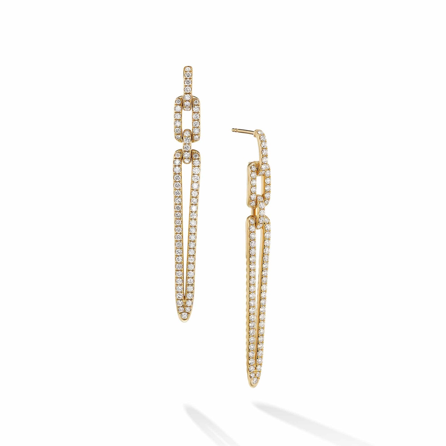 Stax Elongated Drop Earrings in 18K Yellow Gold with Pave Diamonds - David Yurman- Diamond Cellar