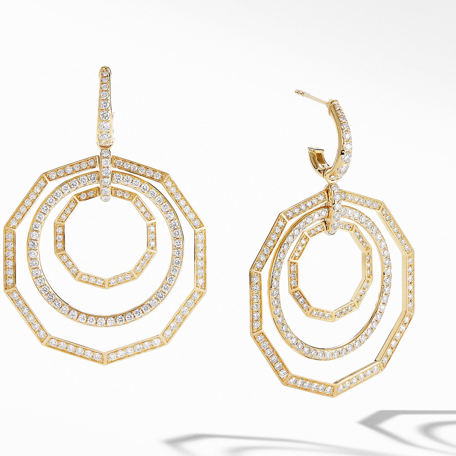 Stax Full Pav頄rop Earrings in 18K Yellow Gold - David Yurman- Diamond Cellar