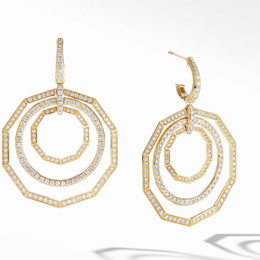 Stax Full Pav頄rop Earrings in 18K Yellow Gold - David Yurman- Diamond Cellar