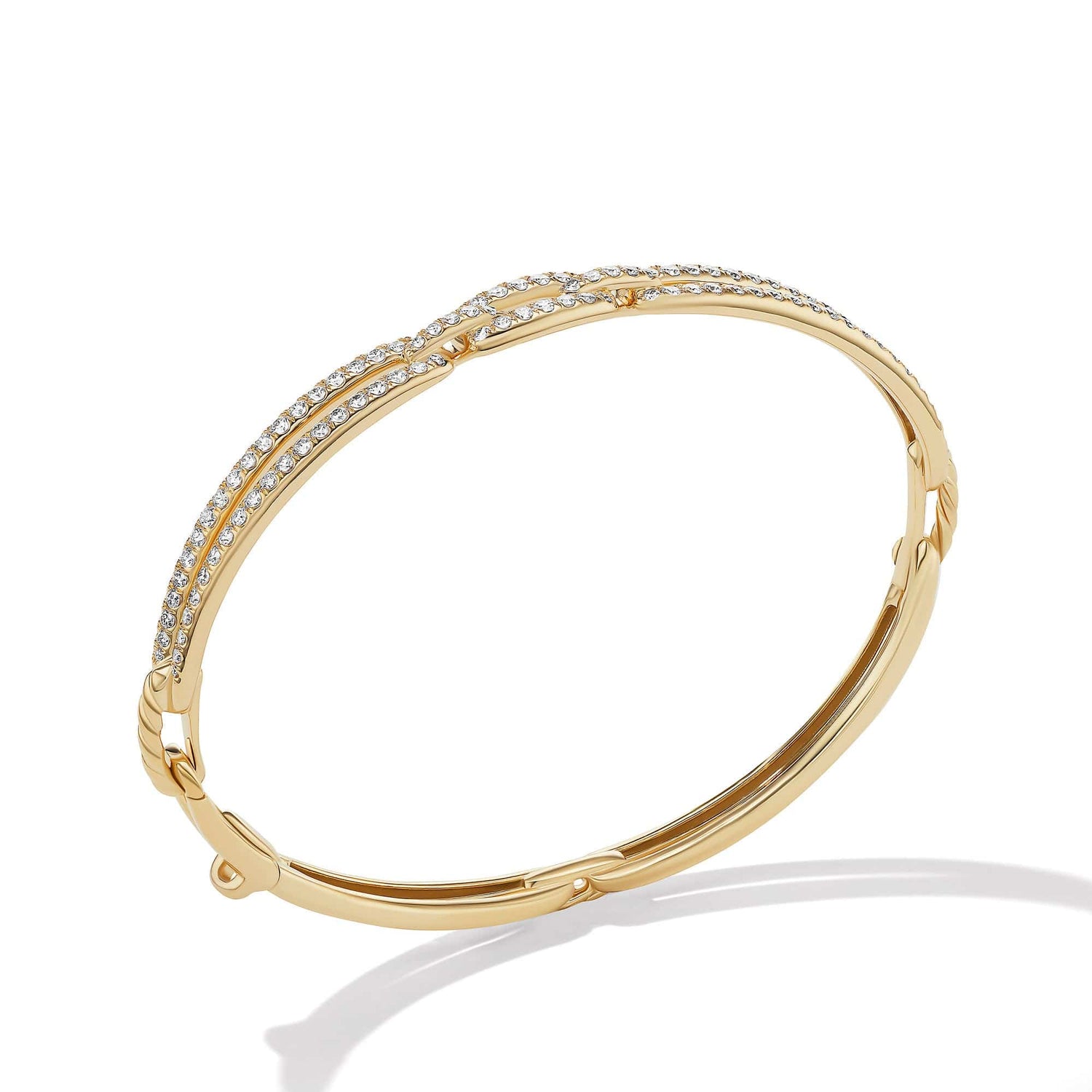 Stax Linked Bracelet in 18K Yellow Gold with Pave Diamonds - David Yurman- Diamond Cellar