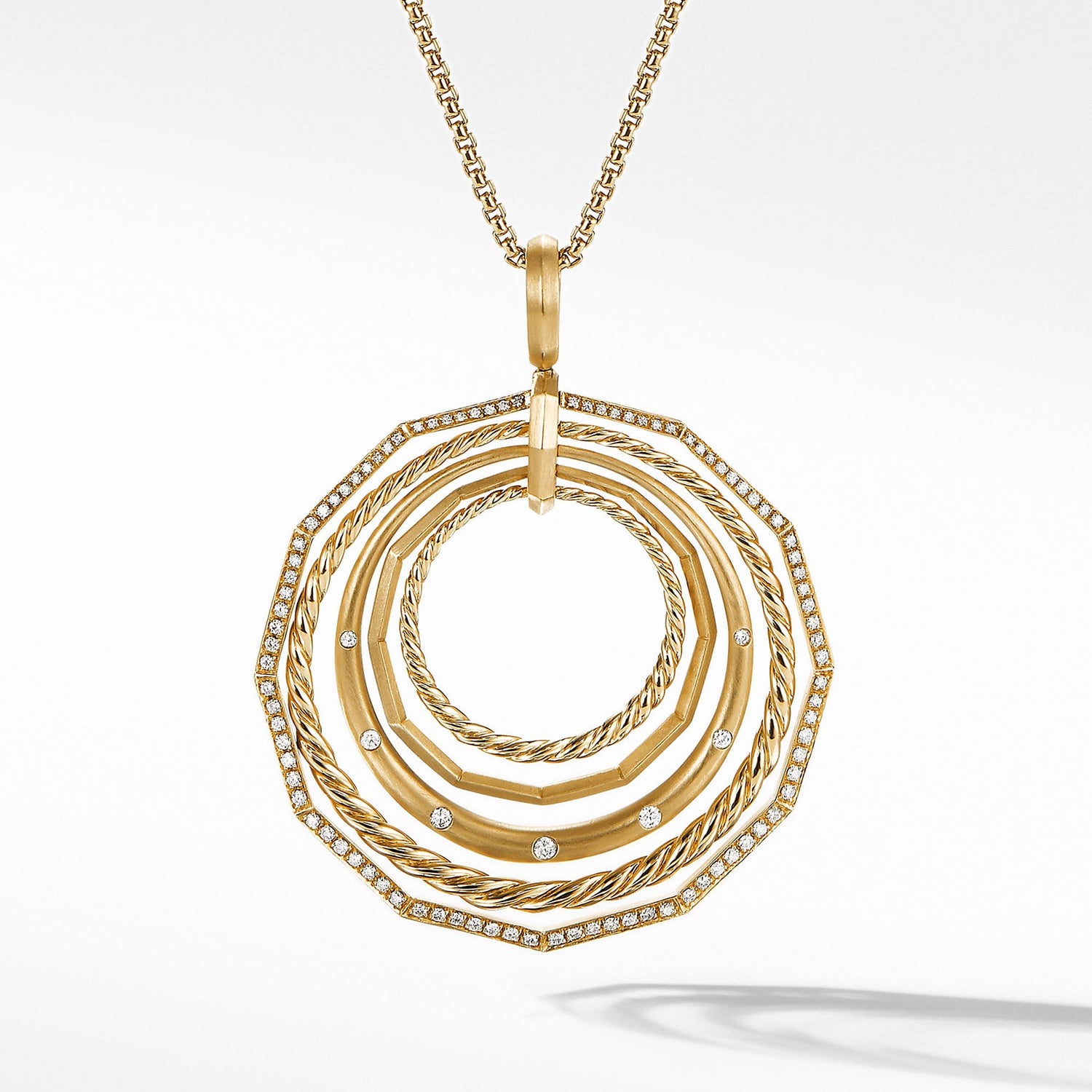 Stax Long Pendant Necklace with Diamonds in 18K Gold 41mm - David Yurman- Diamond Cellar