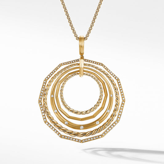 Stax Long Pendant Necklace with Diamonds in 18K Gold 41mm - David Yurman- Diamond Cellar