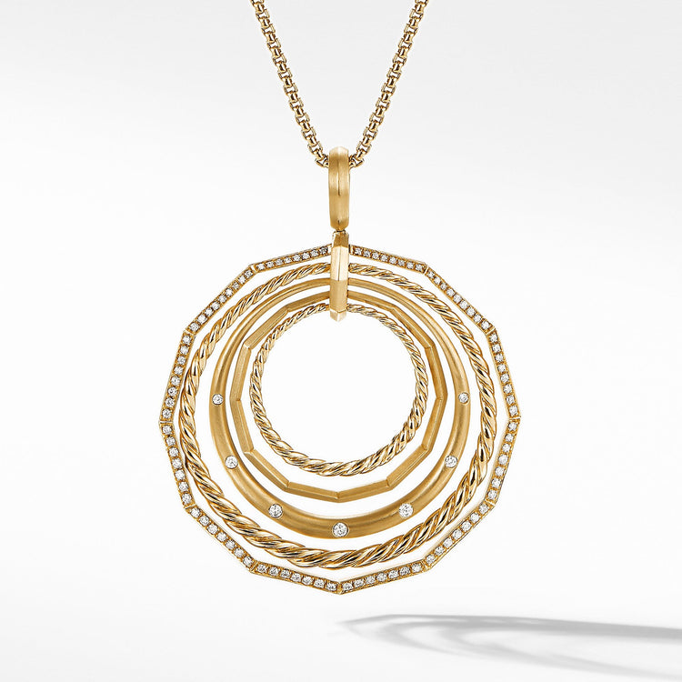 Stax Long Pendant Necklace with Diamonds in 18K Gold 41mm - David Yurman- Diamond Cellar