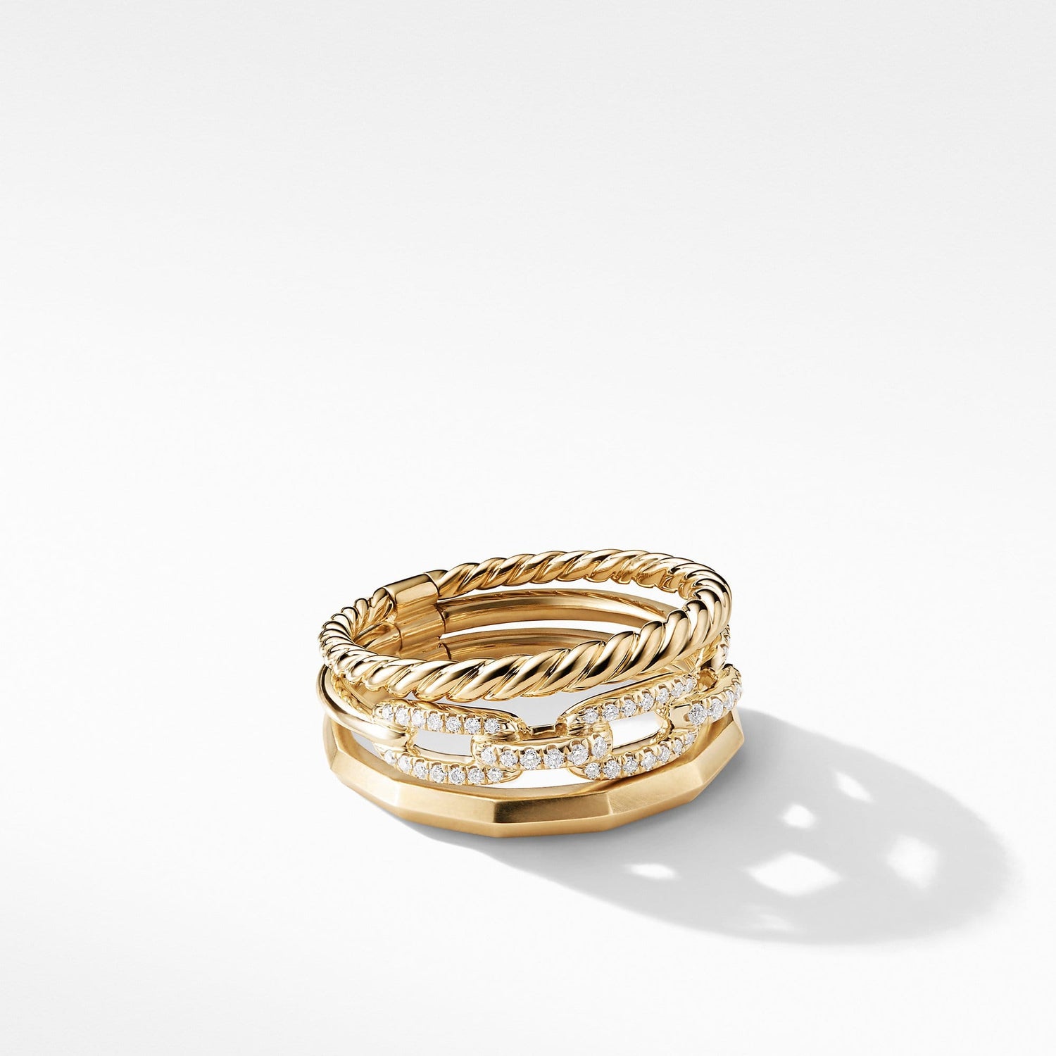 Stax Narrow Ring with Diamonds in 18K Gold - David Yurman- Diamond Cellar