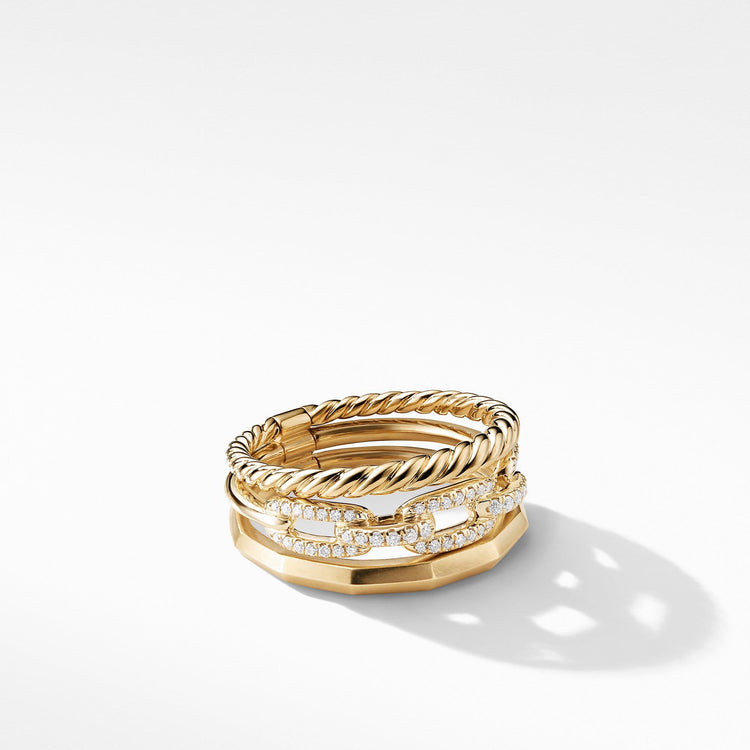 Stax Narrow Ring with Diamonds in 18K Gold - David Yurman- Diamond Cellar