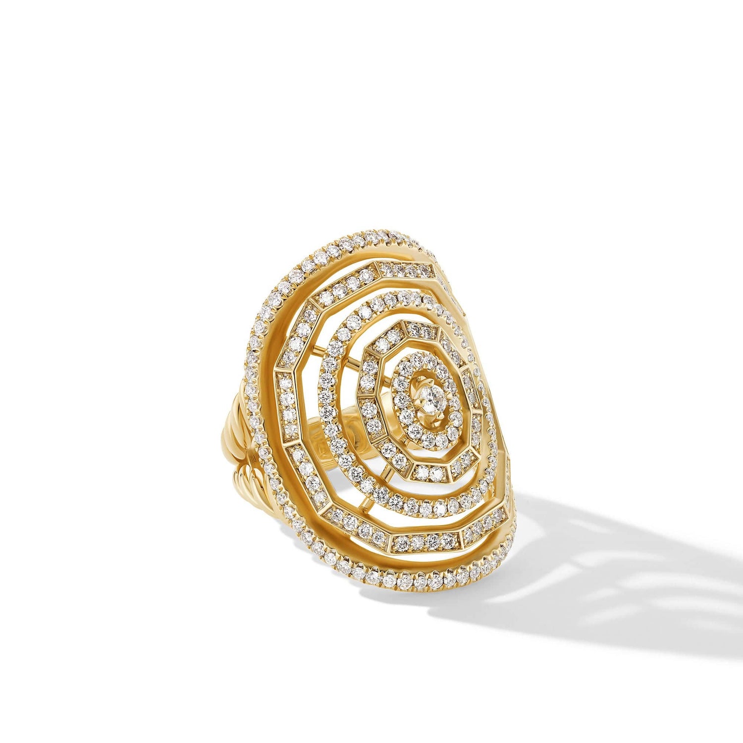 Stax Statement Ring in 18K Yellow Gold with Full Pave Diamonds - David Yurman- Diamond Cellar