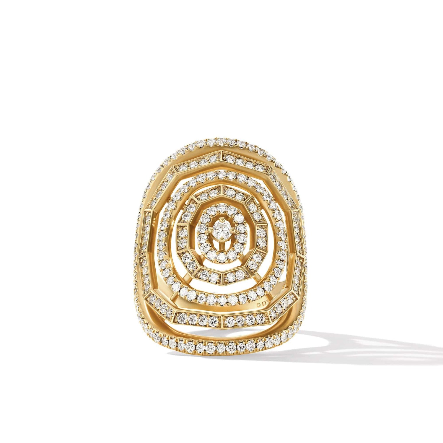 Stax Statement Ring in 18K Yellow Gold with Full Pave Diamonds - David Yurman- Diamond Cellar