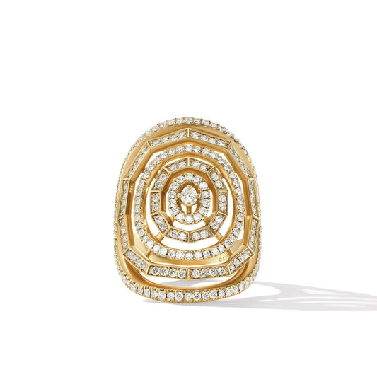 Stax Statement Ring in 18K Yellow Gold with Full Pave Diamonds - David Yurman- Diamond Cellar