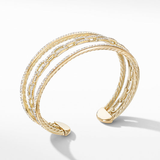 Stax Three-Row Chain Link Bracelet in 18K Yellow Gold with Diamonds - David Yurman- Diamond Cellar