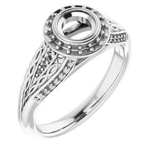 Sterling Silver 5.2 mm Round Engagement Ring Mounting - STULLER- Diamond Cellar