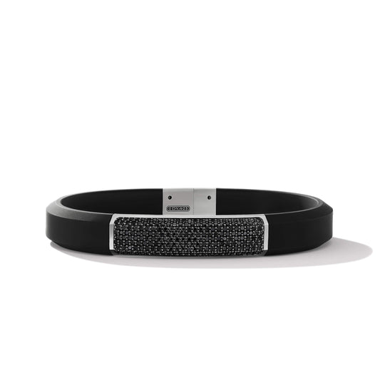 Streamline ID Black Rubber Bracelet with Pave Black Diamonds - David Yurman- Diamond Cellar