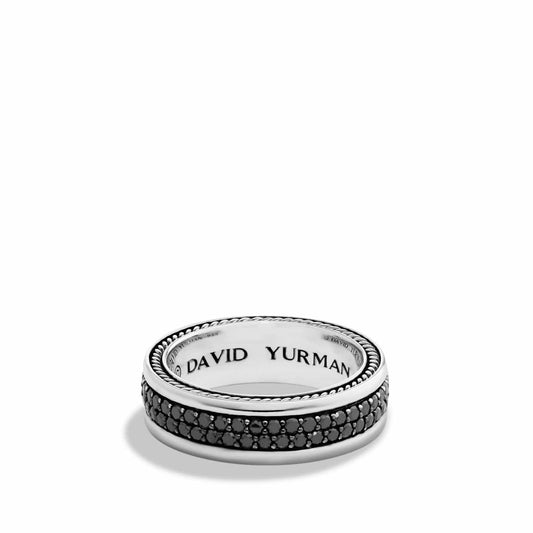 Streamline Pave Band in Sterling Silver with Black Diamonds - David Yurman- Diamond Cellar
