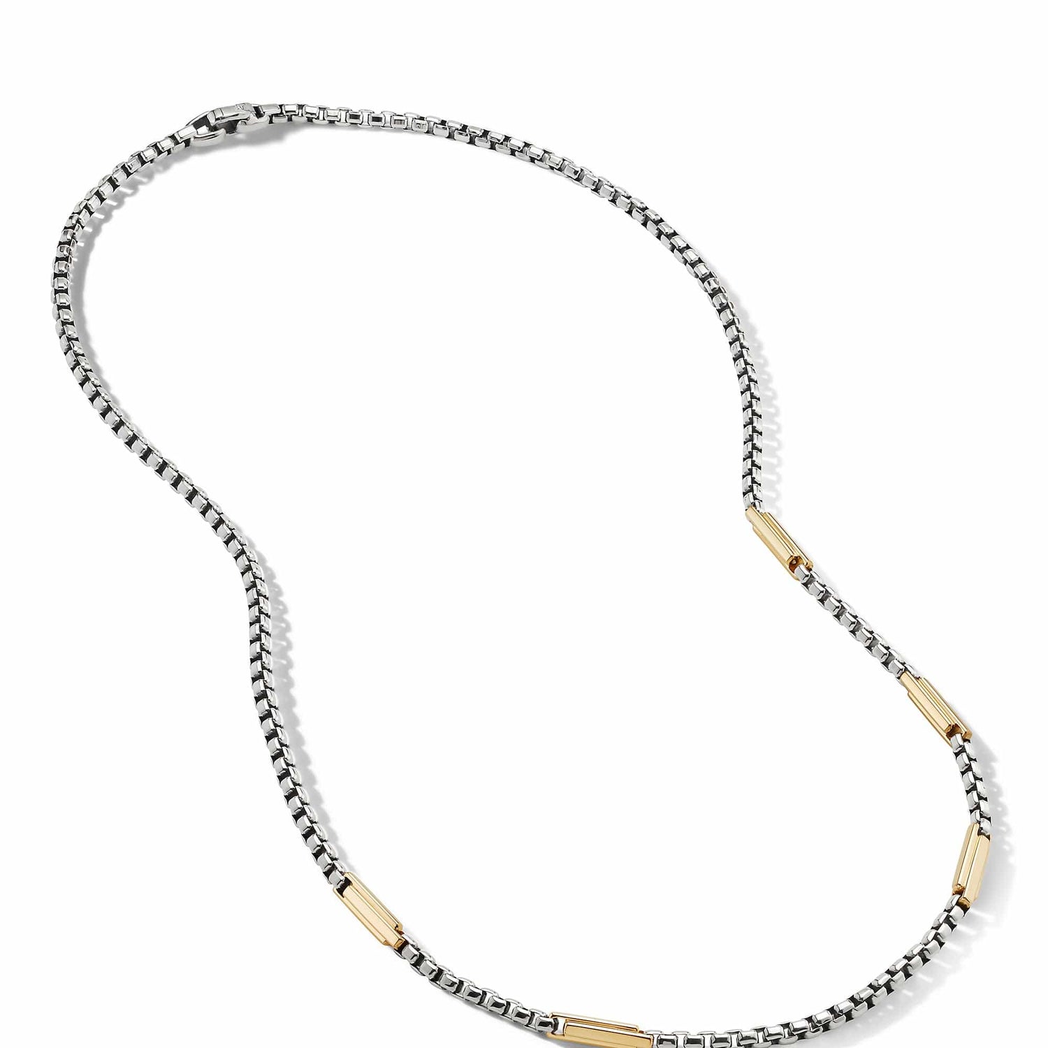 Streamline Station Box Chain Necklace with 18K Yellow Gold - David Yurman- Diamond Cellar