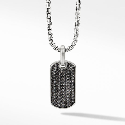 Streamline Tag with Pave Black Diamonds - David Yurman- Diamond Cellar