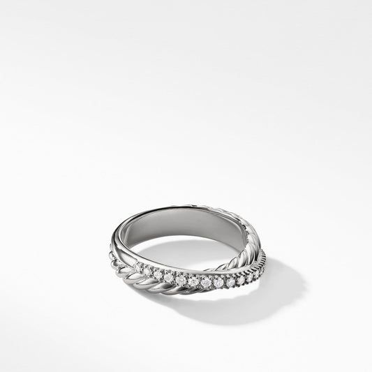 The Crossover Collection Ring with Diamonds - David Yurman- Diamond Cellar