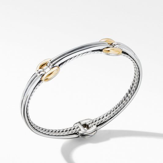 Thoroughbred Double Link Bracelet with 18K Yellow Gold - David Yurman- Diamond Cellar