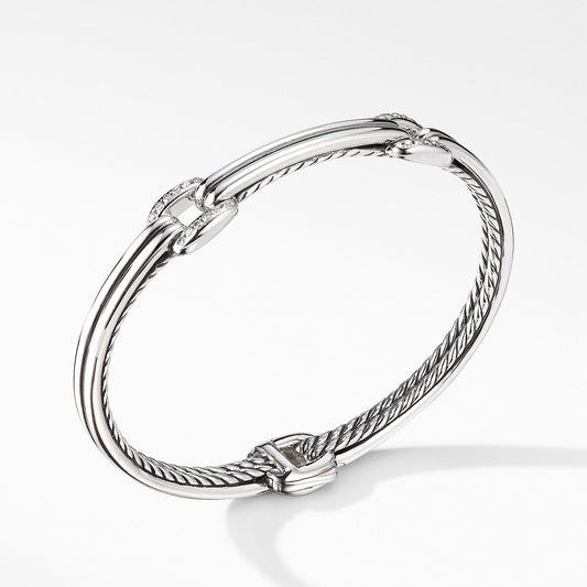 Thoroughbred Double Link Bracelet with Diamonds - David Yurman- Diamond Cellar