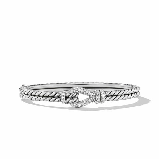 Thoroughbred Loop Bracelet in Sterling Silver with Pave Diamonds - David Yurman- Diamond Cellar