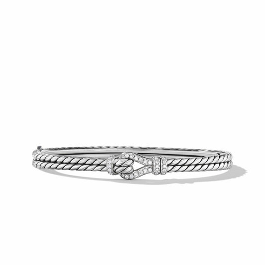 Thoroughbred Loop Bracelet in Sterling Silver with Pave Diamonds - David Yurman- Diamond Cellar