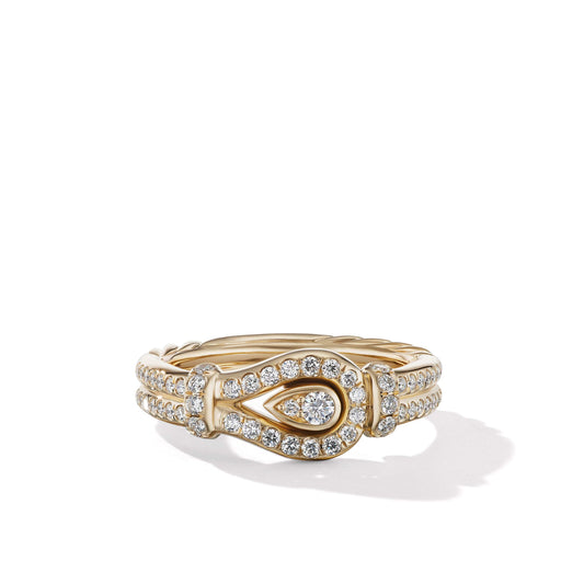 Thoroughbred Loop Ring in 18K Yellow Gold with Full Pav Diamonds - David Yurman- Diamond Cellar