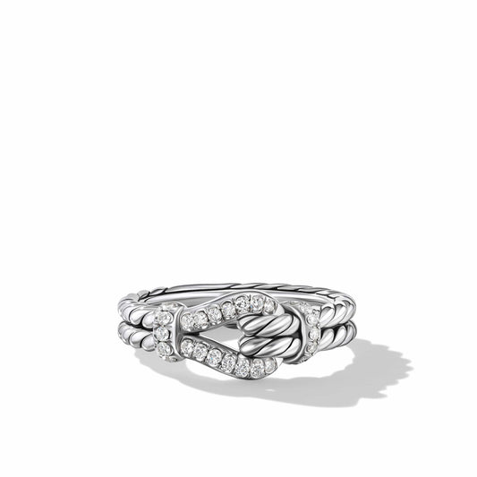Thoroughbred Loop Ring in Sterling Silver with Pave Diamonds - David Yurman- Diamond Cellar