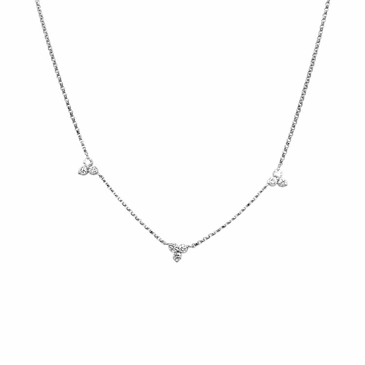 Three-Station Diamond Cluster Necklace - Roberto Coin- Diamond Cellar