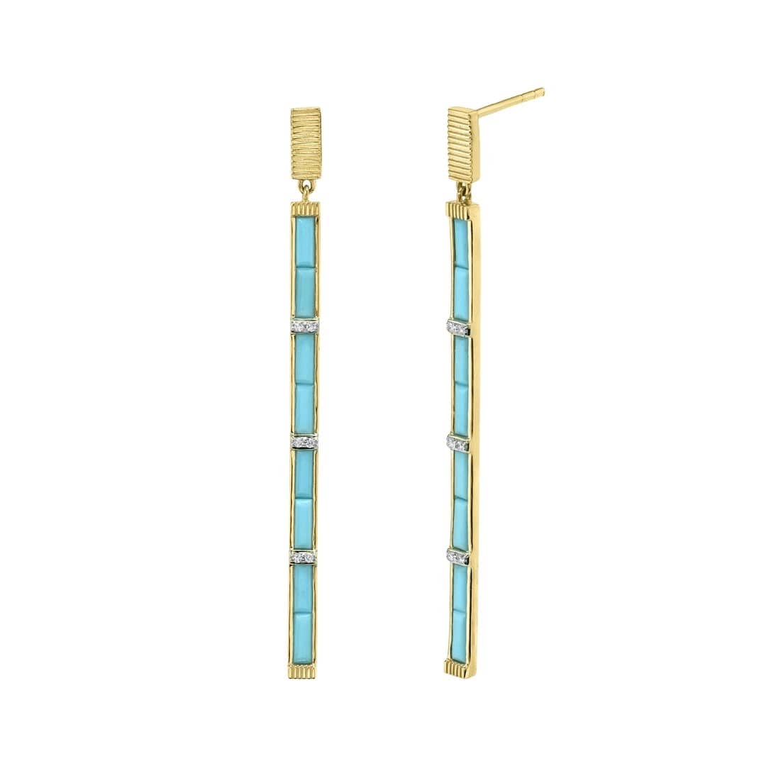 Turquoise and Diamond Drop Earrings - Sloane Street- Diamond Cellar