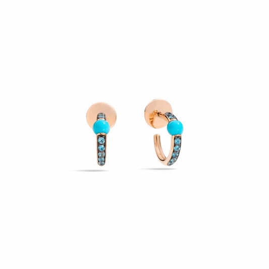 Turquoise & Blue Zircon M'Ama Non M'Ama Huggie Earrings - Pomellato- Diamond Cellar
