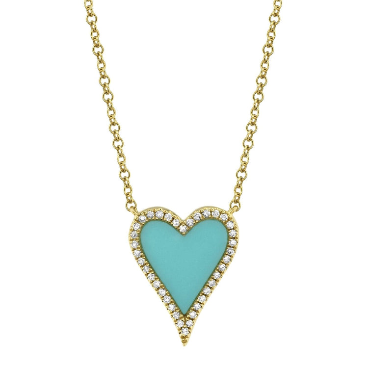 Turquoise & Diamond Heart Necklace by Shy Creation Diamond Cellar