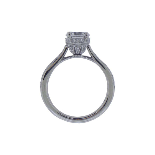 Vintage Floral Diamond Semi Mount Ring - Precision Set- Diamond Cellar