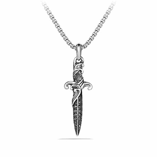 Waves Dagger Amulet with Black Diamonds - David Yurman- Diamond Cellar