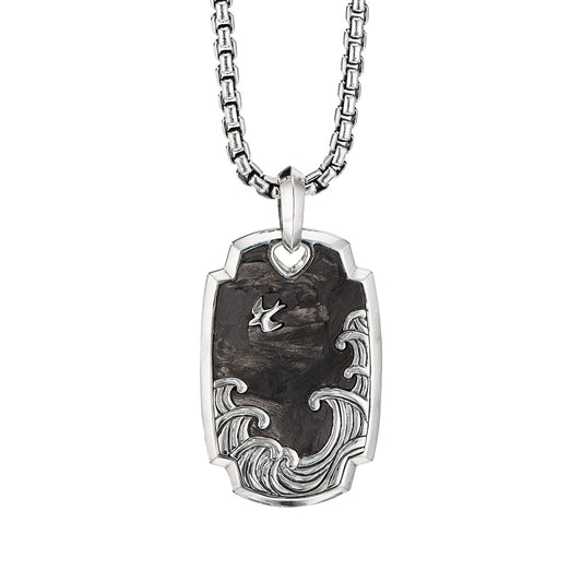 Waves Pendant with Forged Carbon - David Yurman- Diamond Cellar