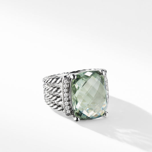 Wheaton Ring with Prasiolite and Diamonds - David Yurman- Diamond Cellar