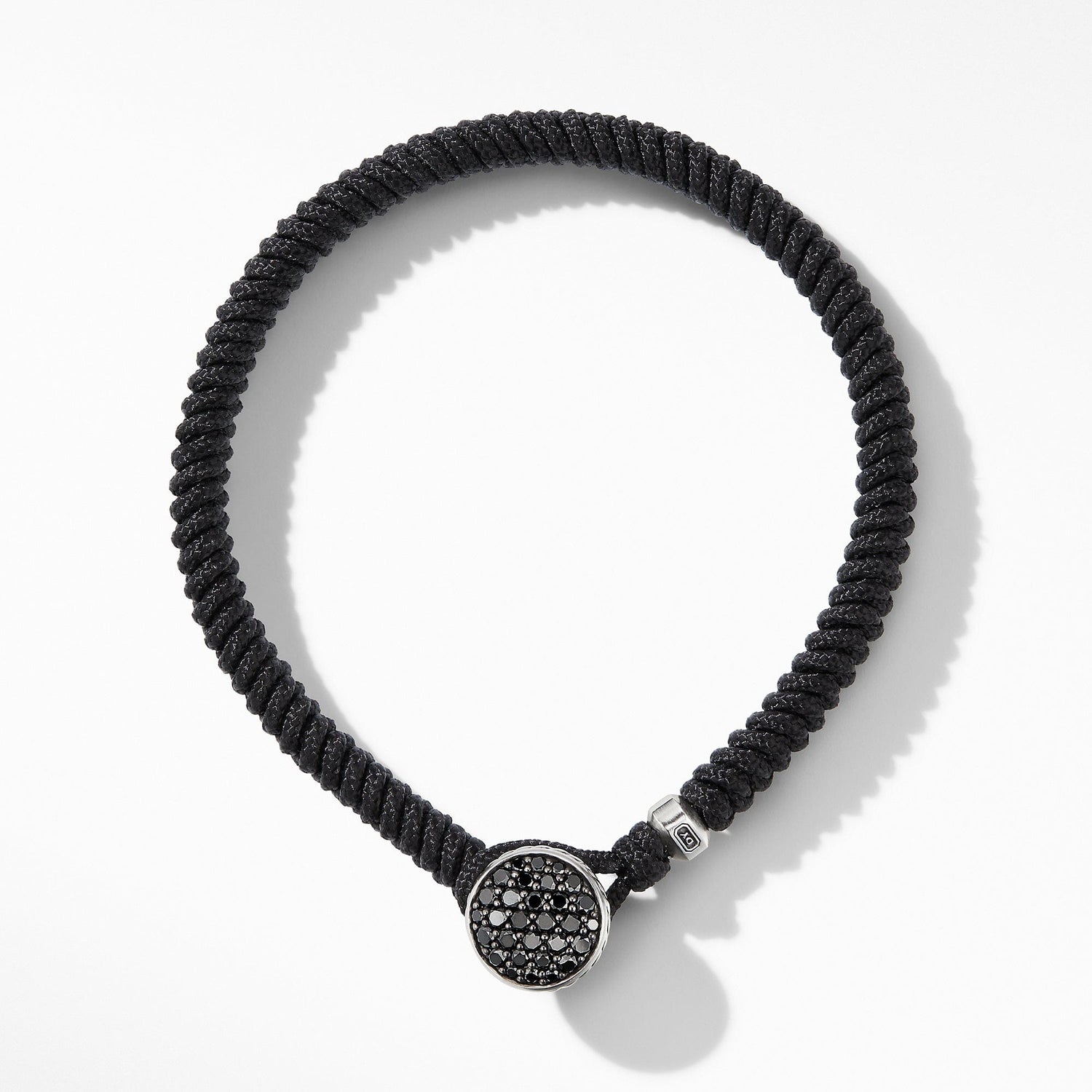 Woven Black Nylon Bracelet with Pave BlackDiamonds - David Yurman- Diamond Cellar