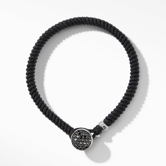 Woven Black Nylon Bracelet with Pave BlackDiamonds - David Yurman- Diamond Cellar