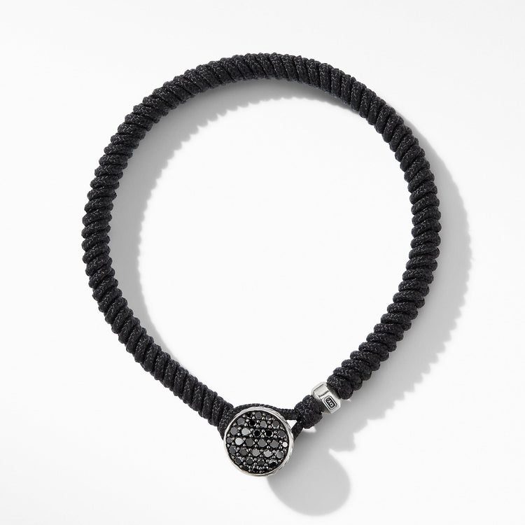 Woven Black Nylon Bracelet with Pave BlackDiamonds - David Yurman- Diamond Cellar
