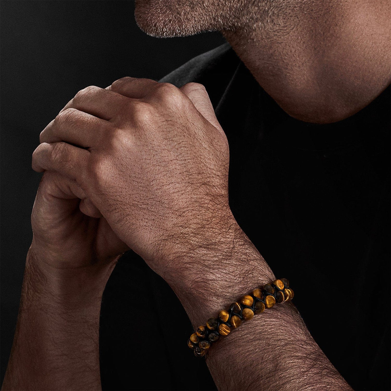 Woven Double Row Spiritual Bead Bracelet in Tiger's Eye by David