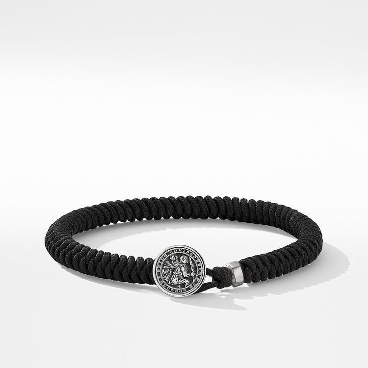 Woven St. Christopher Bracelet with Black Nylon - David Yurman- Diamond Cellar