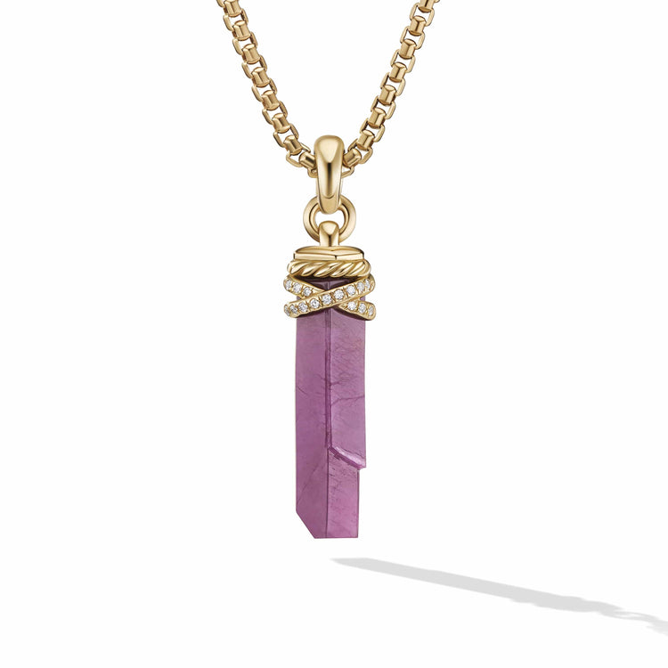 Wrapped Ruby Crystal Amulet with 18K Yellow Gold and Pave Diamonds - David Yurman- Diamond Cellar