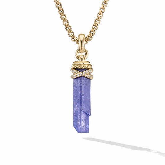 Wrapped Tanzanite Crystal Amulet with 18K Yellow Gold and Pave Diamonds - David Yurman- Diamond Cellar