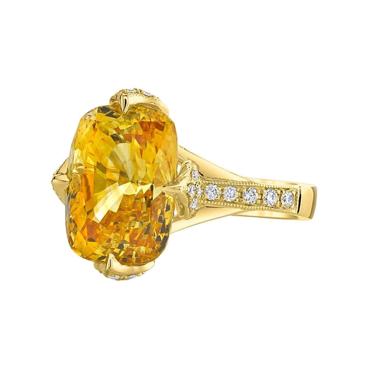 Yellow Sapphire and Diamond Cocktail Ring - Diamond Cellar- Diamond Cellar